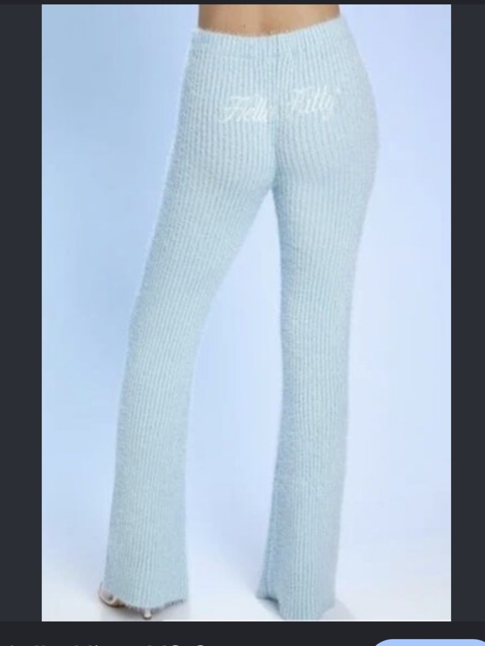 Forever 21 x Hello Kitty Angel Blue Fuzzy Flare Knit Pants Y2K Coquette Small